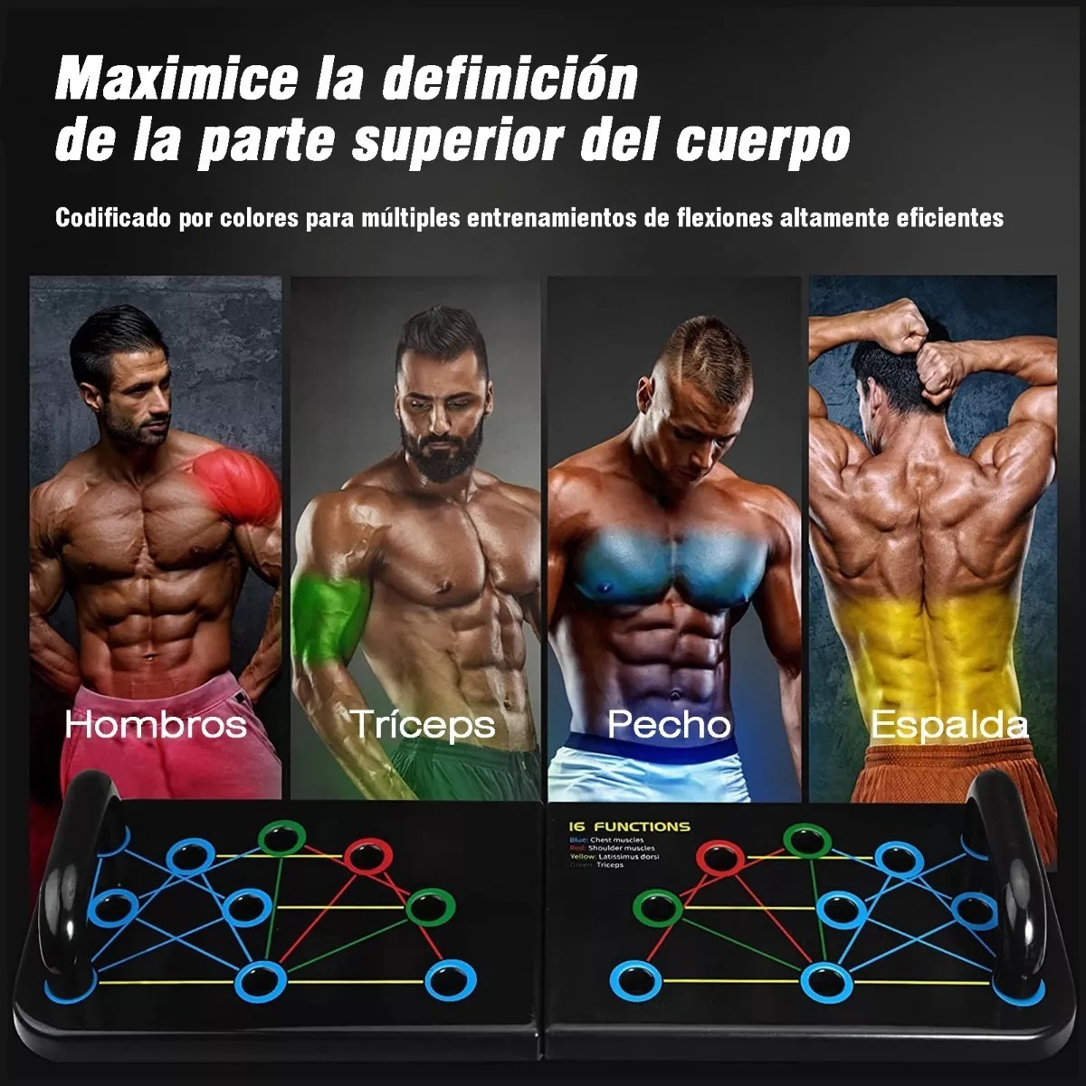 Tablero Lagartijas Pecho Hombro Espalda Ejercicio Muscular Negro