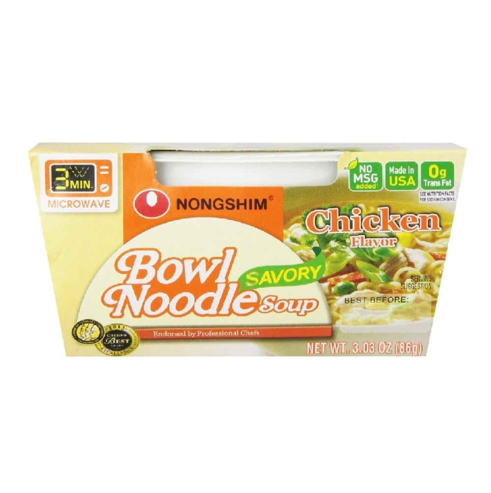 Nongshim Bowl Fideos Sopa De Pollo Instantáneo 3 Pack 86gr