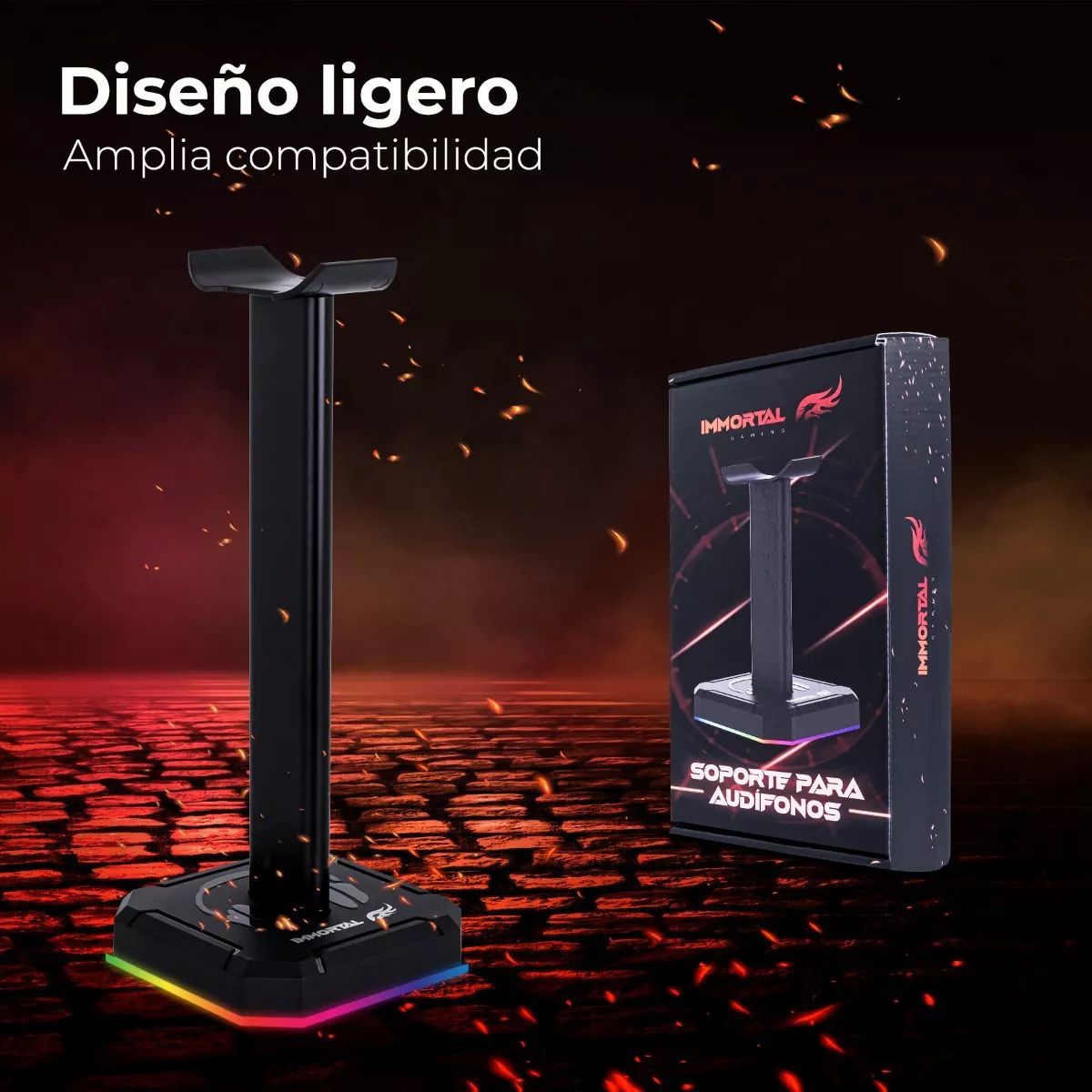 combo audifonos gamer nasa alambricos  con soporte  para audifonos  inmortal gamer 