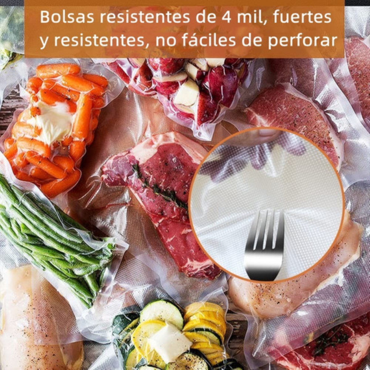 Kit 6 Rollos Bolsas Alimentos Sellado Al Vacío 4 Tipos transparente