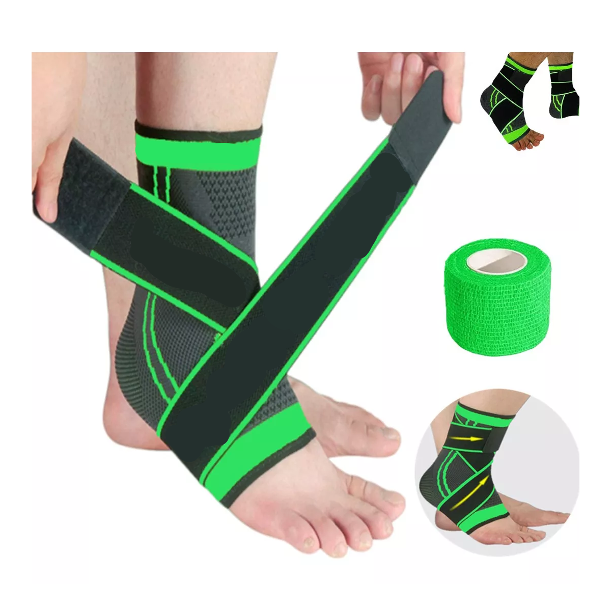 Tobillera Deportiva De Compresión Ortopédica Gym Esguince Verde