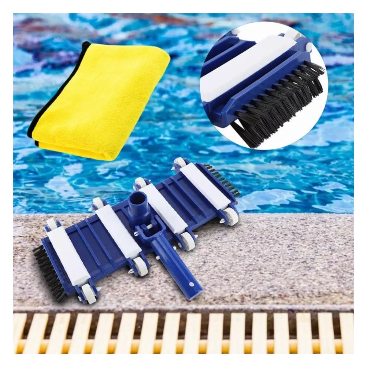 Aspiradora Cepillo Para Alberca Barredora 14 Inch Y 2 Toalla azul blanco