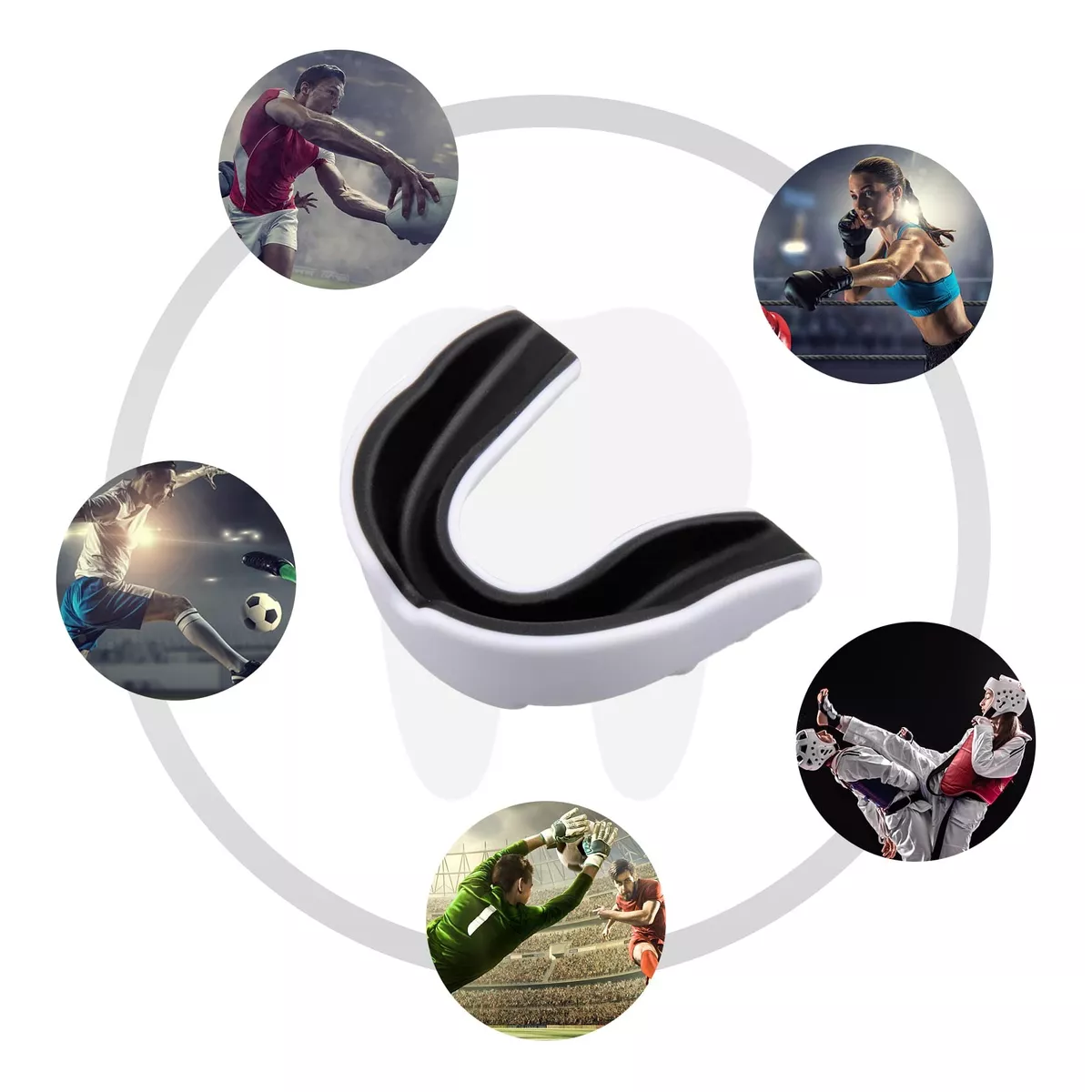 Protectores Bucal Deportivos Silicona Para Boxeo Mma Ufc Box Negro/Blanco