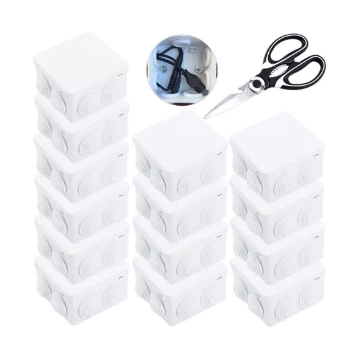 14pcs Caja Estanca Ip55 Conexiones Exterior Cctv 8.5x8.5x5cm blanco