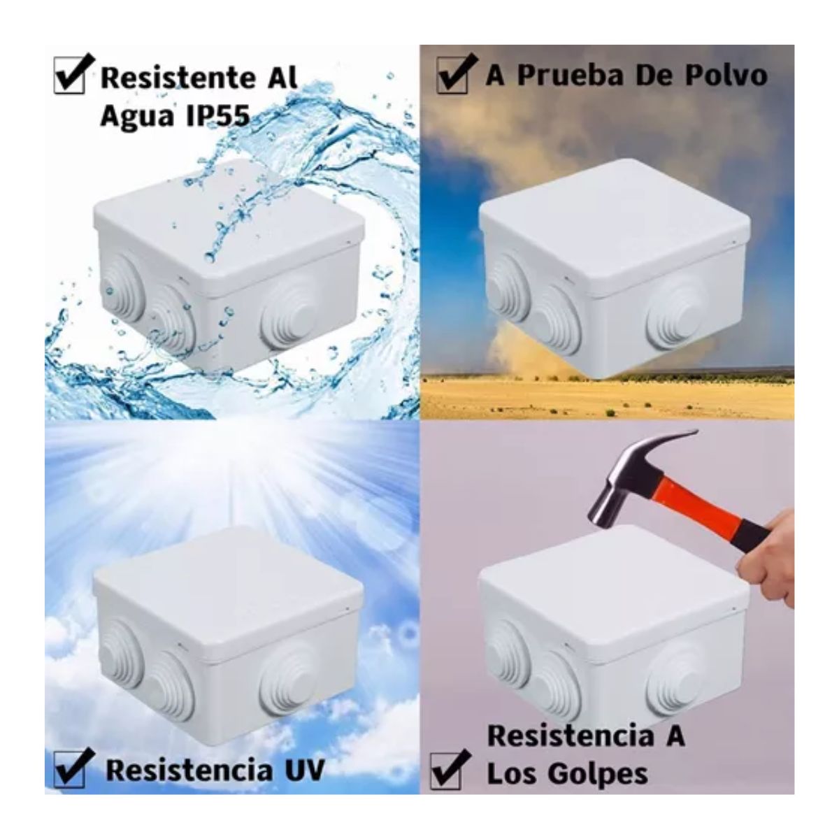 14pcs Caja Estanca Ip55 Conexiones Exterior Cctv 8.5x8.5x5cm blanco