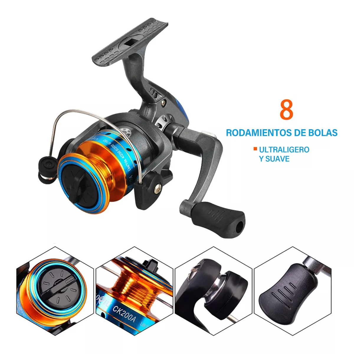 Juego De Caña De Pescar Telescópica Y Carrete De 1,8 M Azul