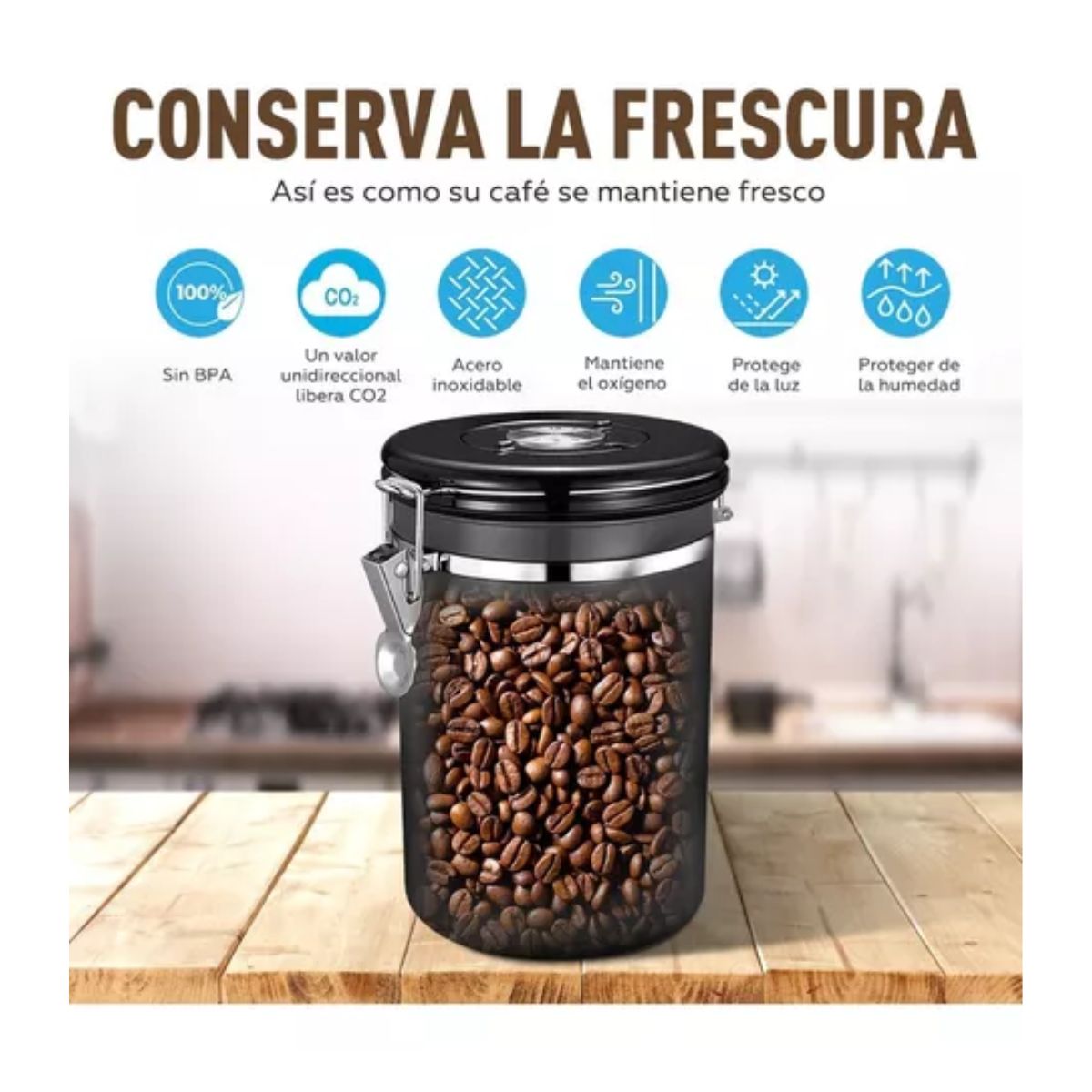 Lata De Café Sellada Recipiente Grande Lata Hermética De Acero Inoxidable  Negro