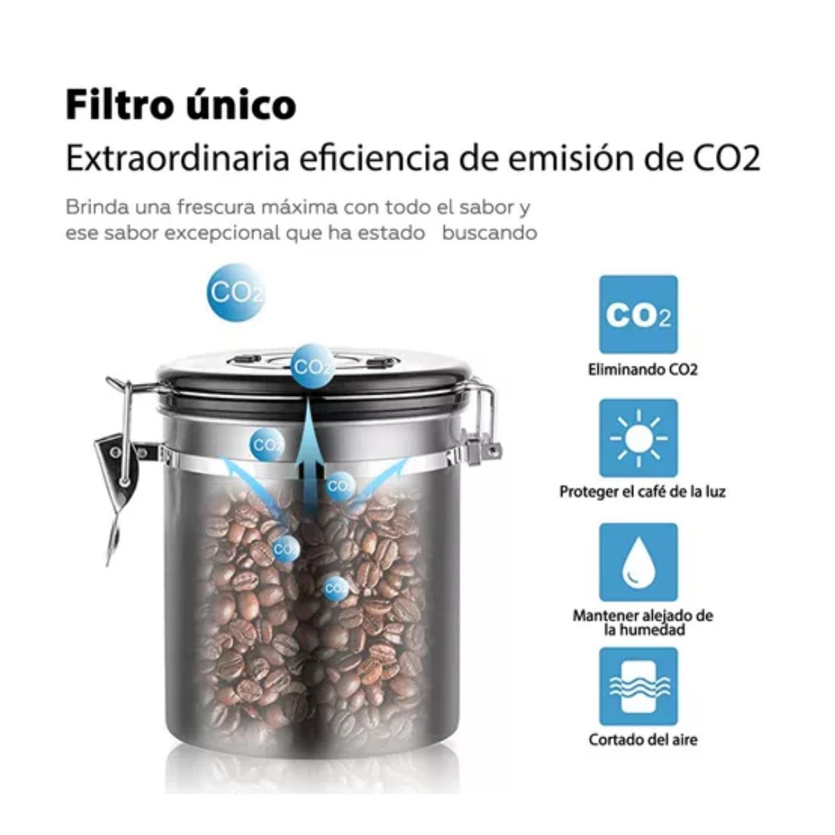 Lata De Café Sellada Recipiente Grande Lata Hermética De Acero Inoxidable  Negro