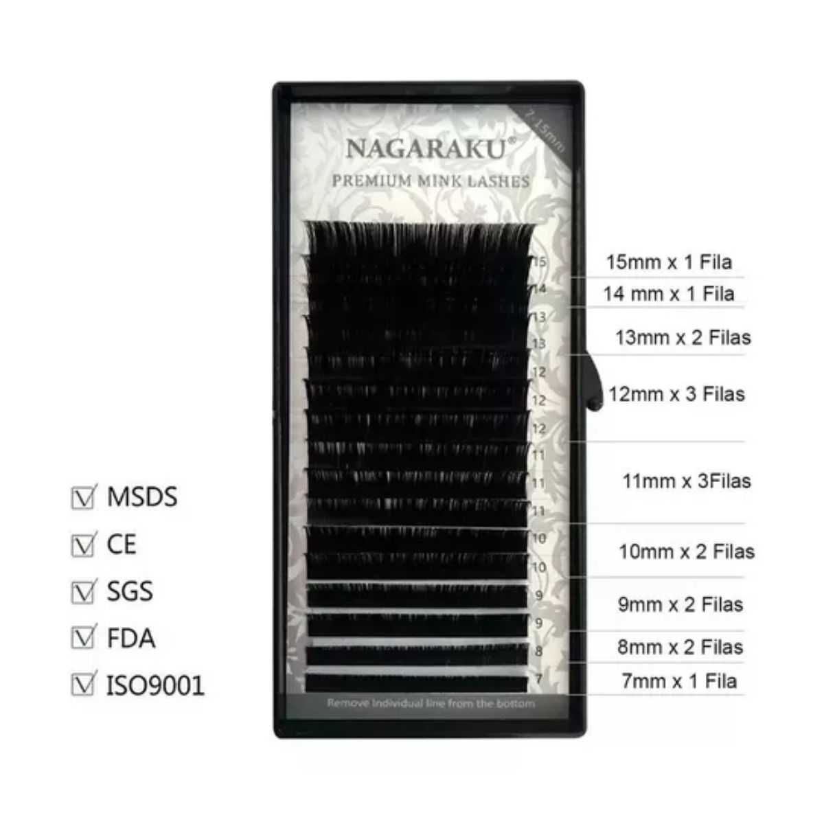 Blister Extensiones Pestañas Mink Mixto 1 X 1  0.12 D