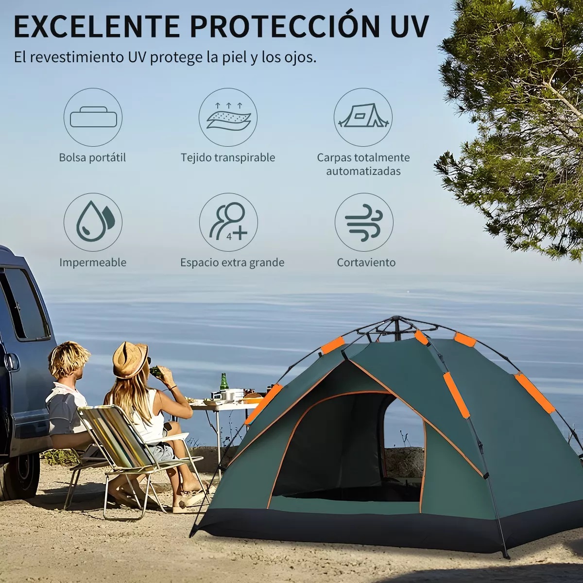 Tienda Automática Casa De Campaña 4 Personas Grande Camping