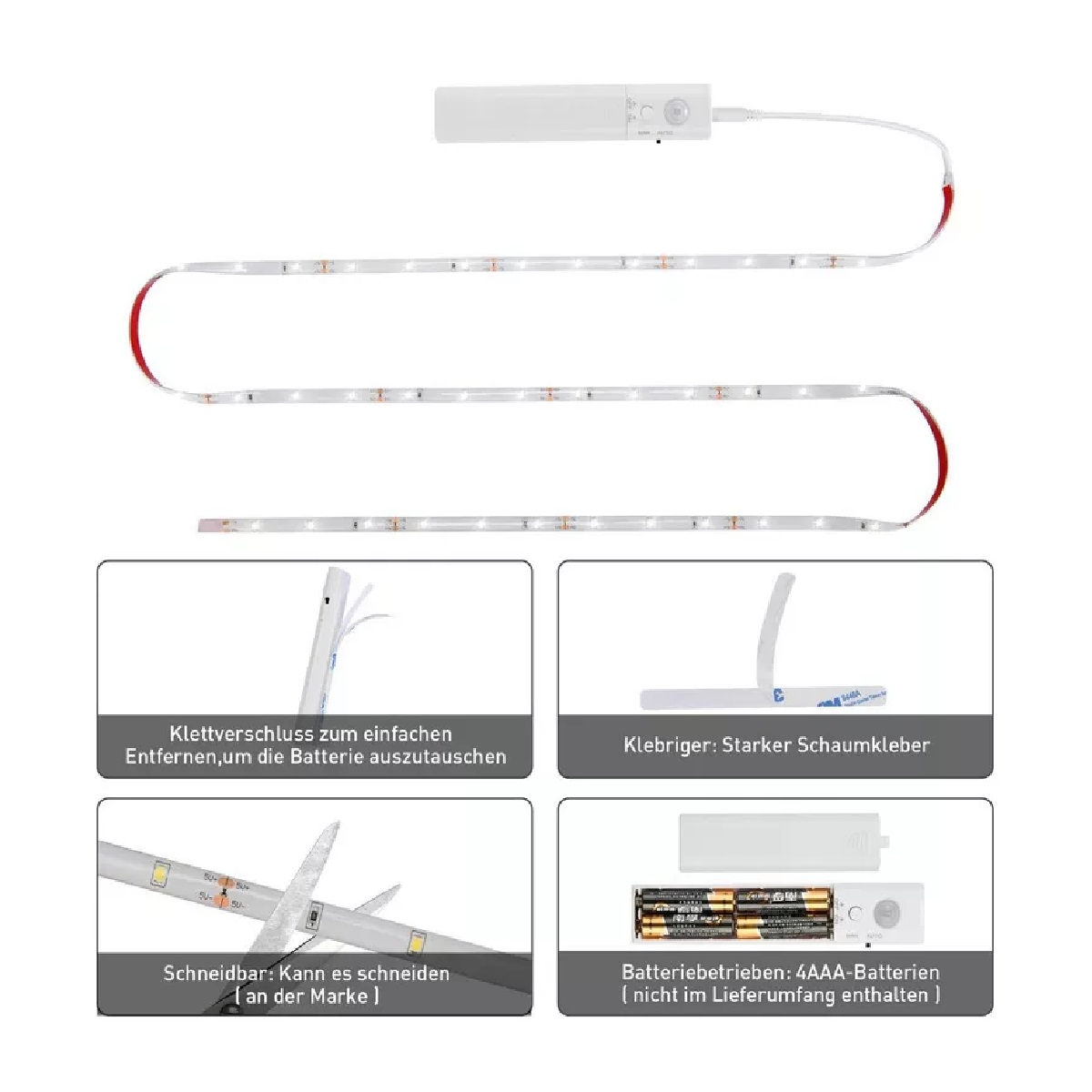 Tira De Luces Led Impermeable Con Sensor Movimiento 4m(2x2m)