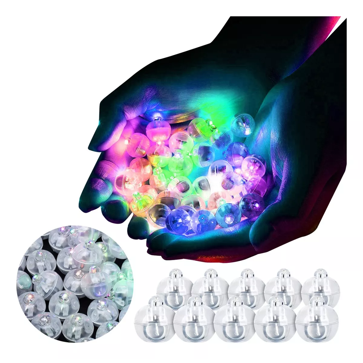 Kit 100 Pzs Mini Luces Led Redondas De Globos De Luz De Colores