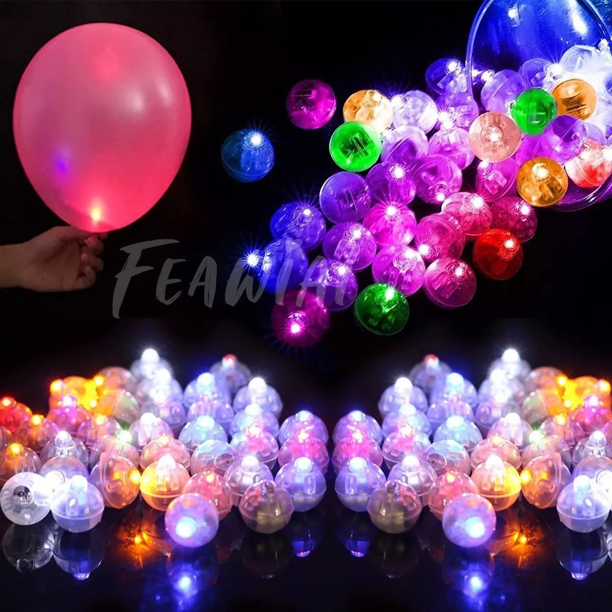 Kit 100 Pzs Mini Luces Led Redondas De Globos De Luz De Colores