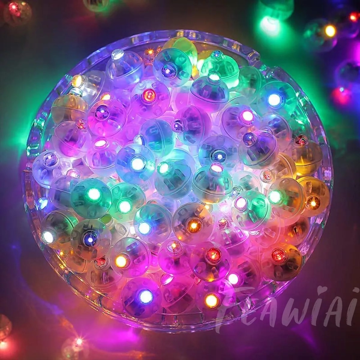 Kit 100 Pzs Mini Luces Led Redondas De Globos De Luz De Colores