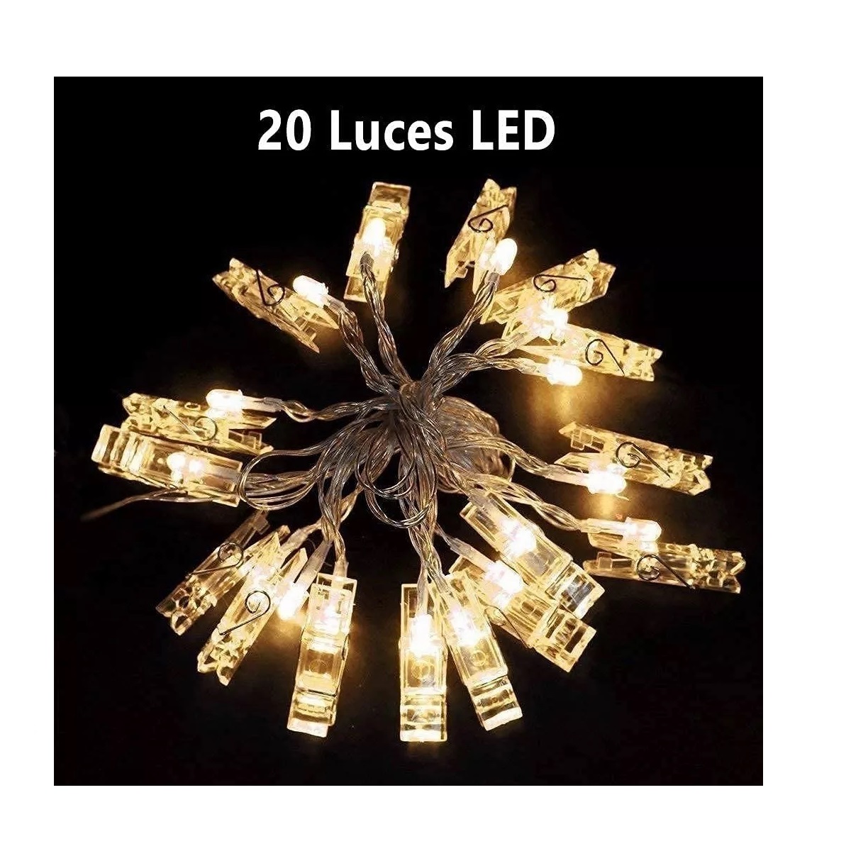 Cadena De Luces De Clip De Fotos 2m 20led Alimentado Por Usb