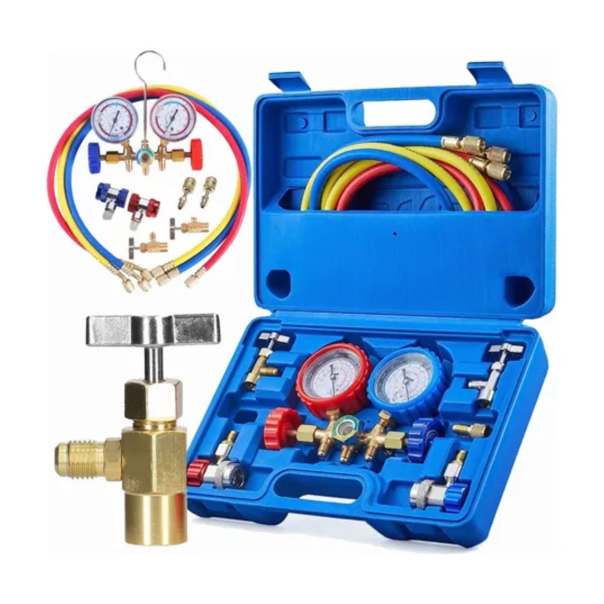 Kit Juego Manometros Refrigeracion Manifold 3 Vías 3-1000mpa azul