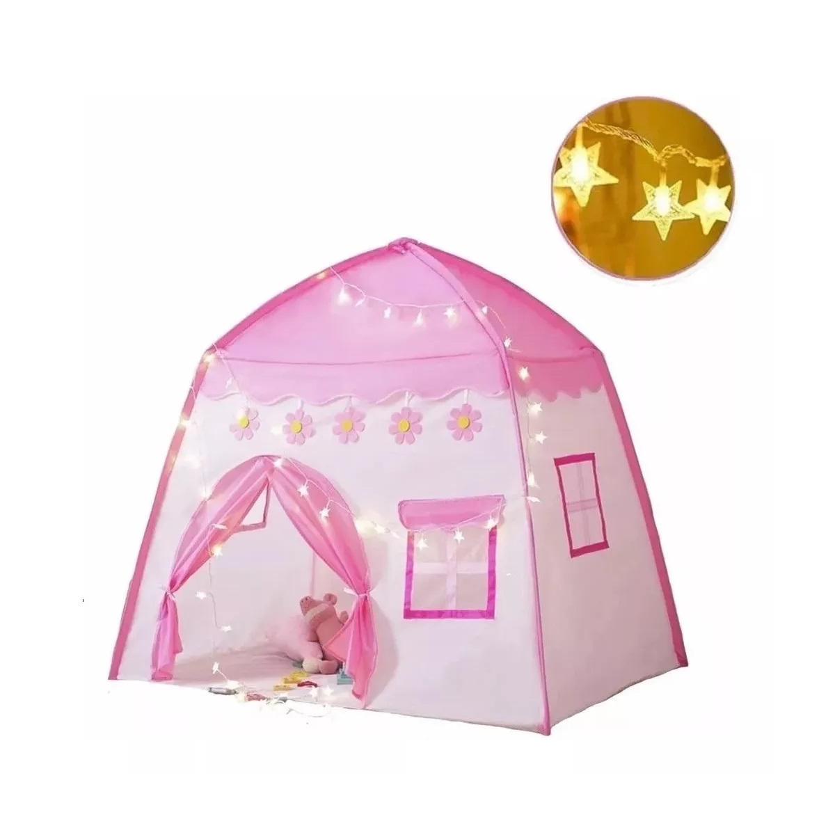 Juguete Carpa Niñas Casa Castillo Con 3m Luces Estrella