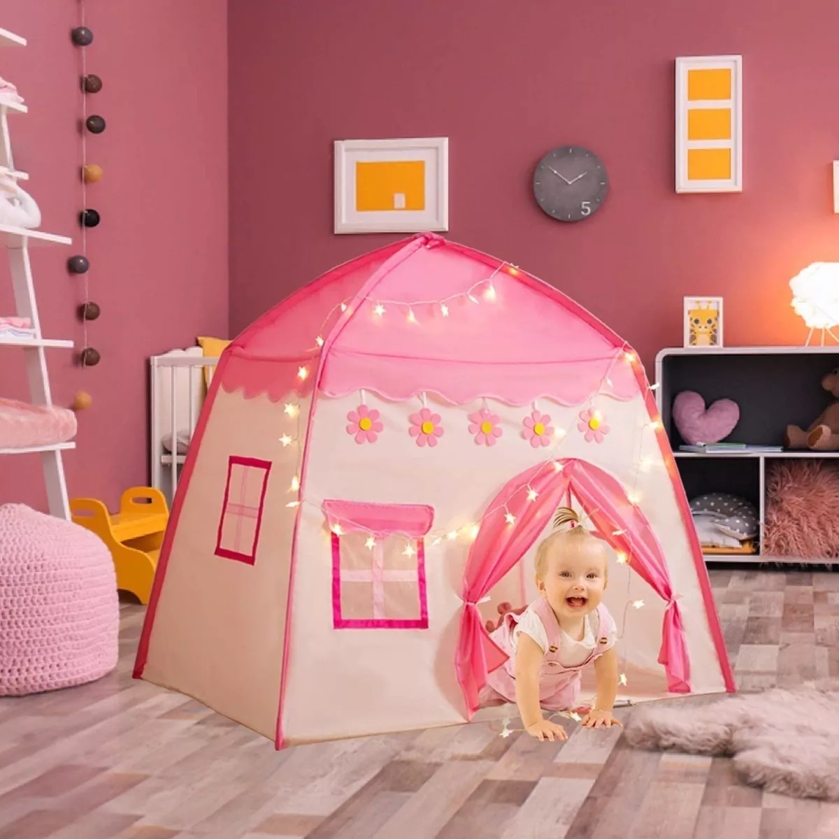 Juguete Carpa Niñas Casa Castillo Con 3m Luces Estrella