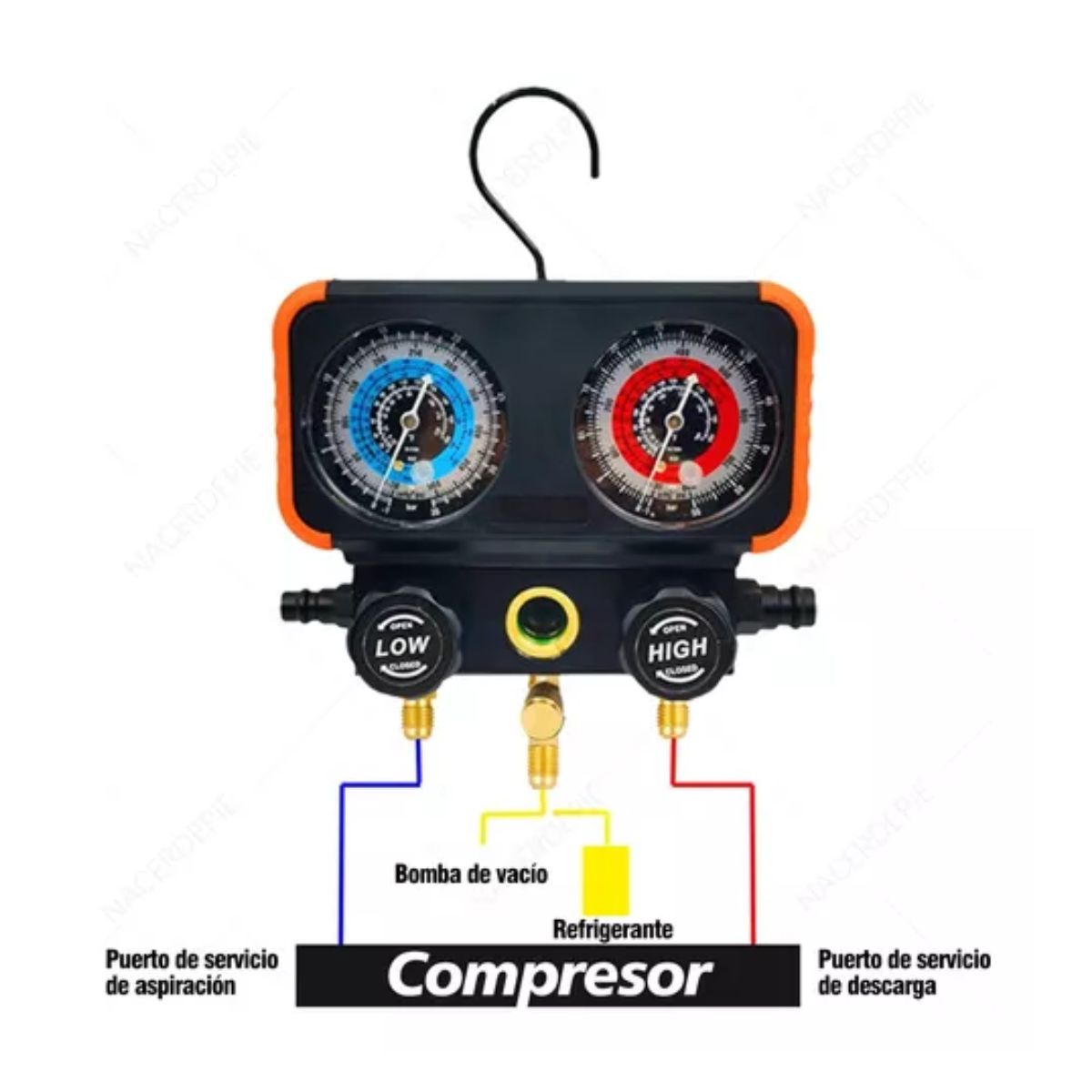 Juego Manometros Refrigeracion Manifold R12 R22 R134a R502 negro