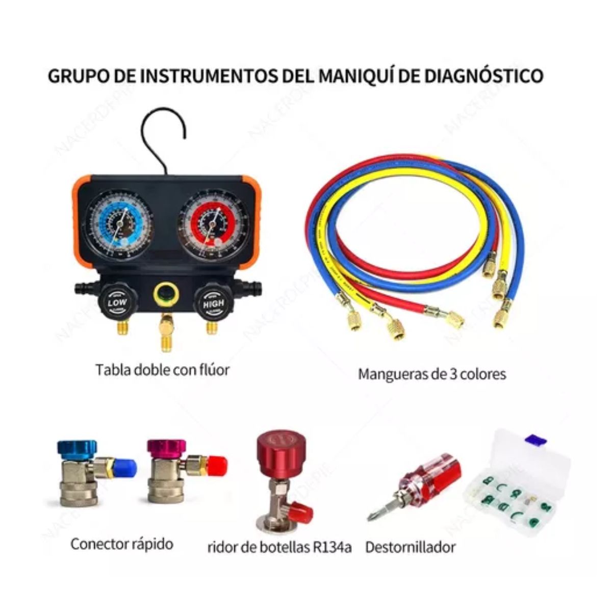 Juego Manometros Refrigeracion Manifold R12 R22 R134a R502 negro