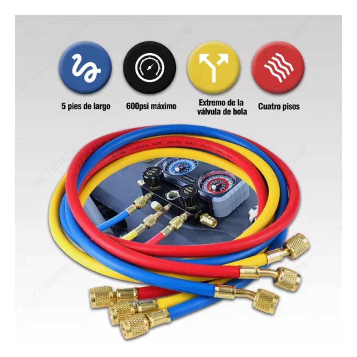 Juego Manometros Refrigeracion Manifold R12 R22 R134a R502 negro