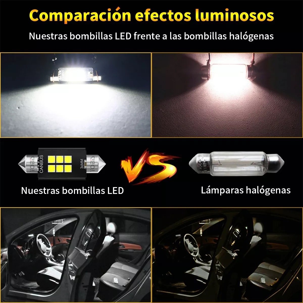 Juego 4pzs Luz Led Interior Auto Canbus 31mm C5w 36/39mm 12v