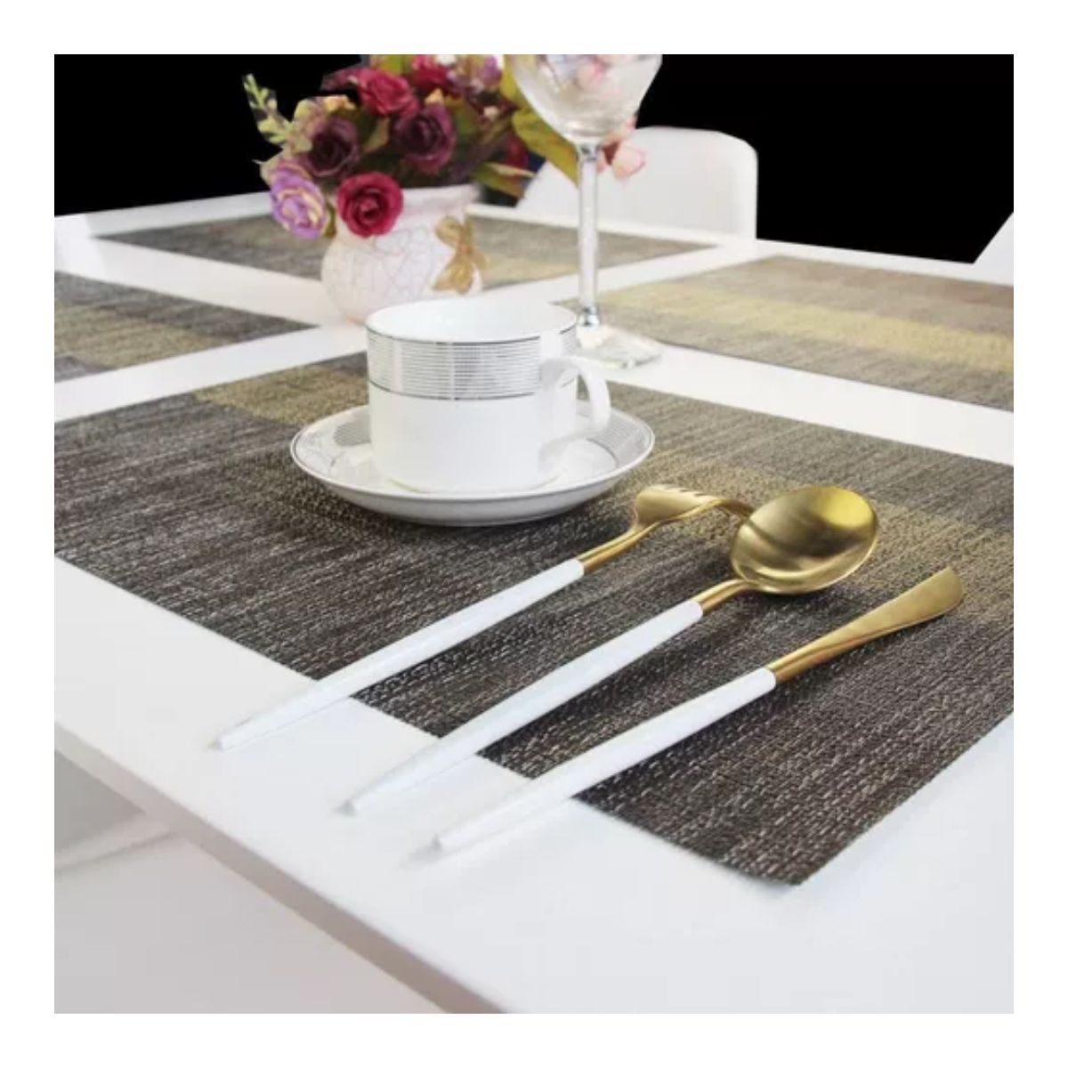 Manteles Individuales Antideslizantes Para Restaurante 8 Pcs Negro