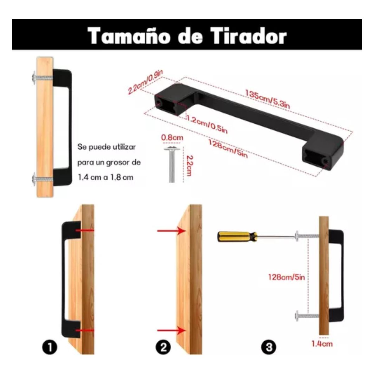 Manijas de Plaza de Muebles Madera Tiradores Cocina Madera Tiradores  Armario Largos Manillas Armario para Cocinas,Oficina,Gabinete Armario 1  Pieza