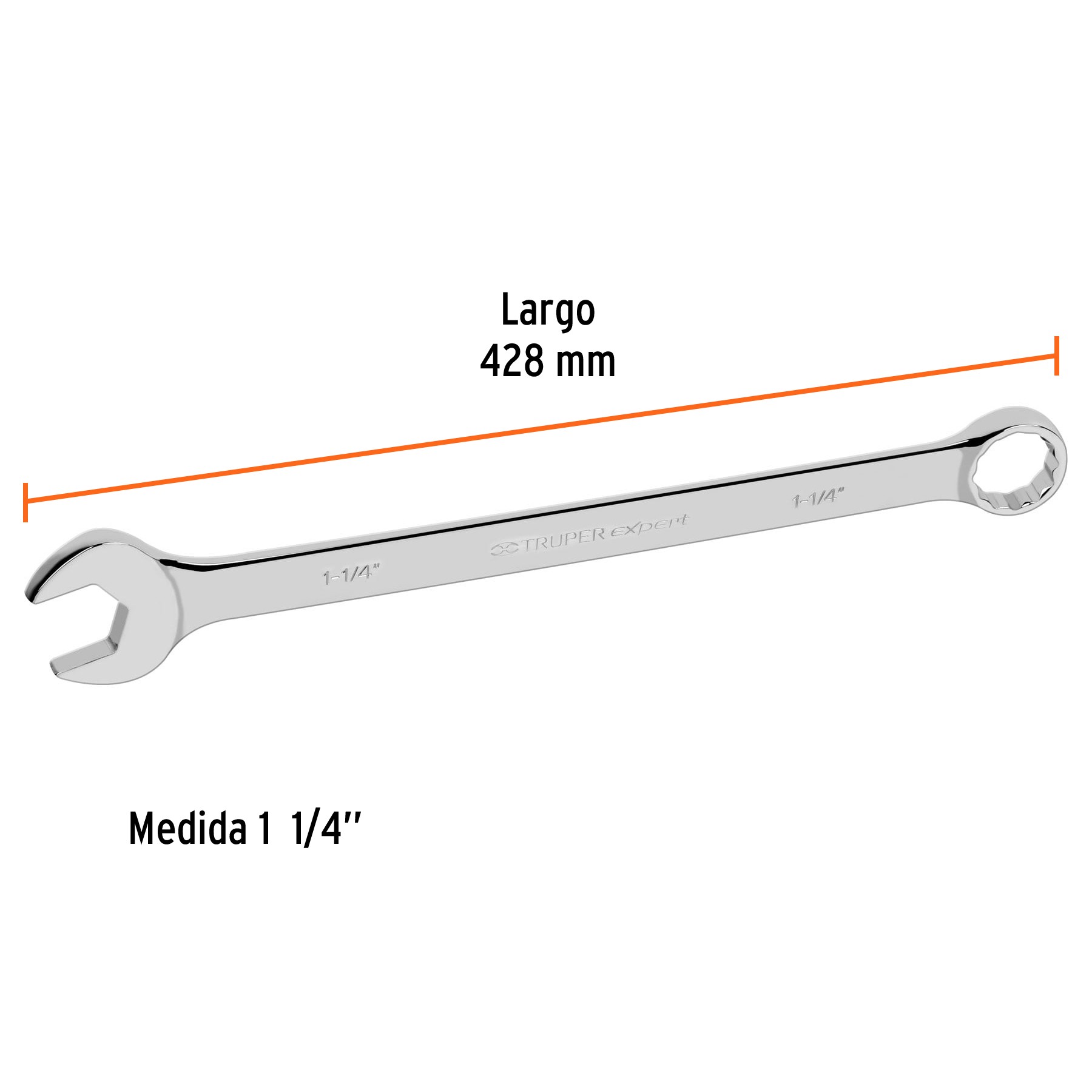 LLAVE COMBINADA EXTRALARGA 1-1/4" X 428 MM DE LARGO, TRUPER EXPERT 15605
