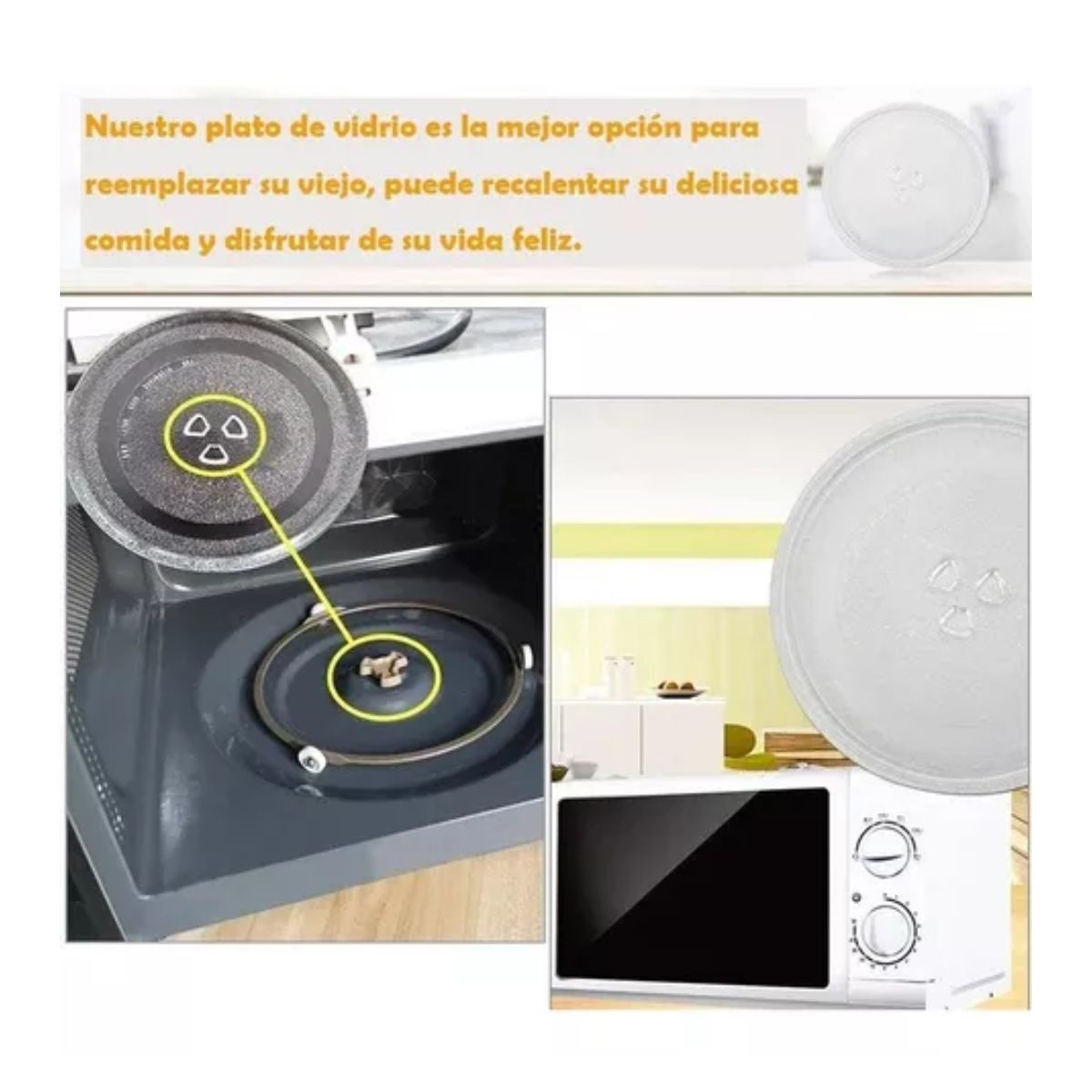 Plato Para Microondas 28.5 Cm De Diámetro Con Base De Trébol TRANSPARENTE