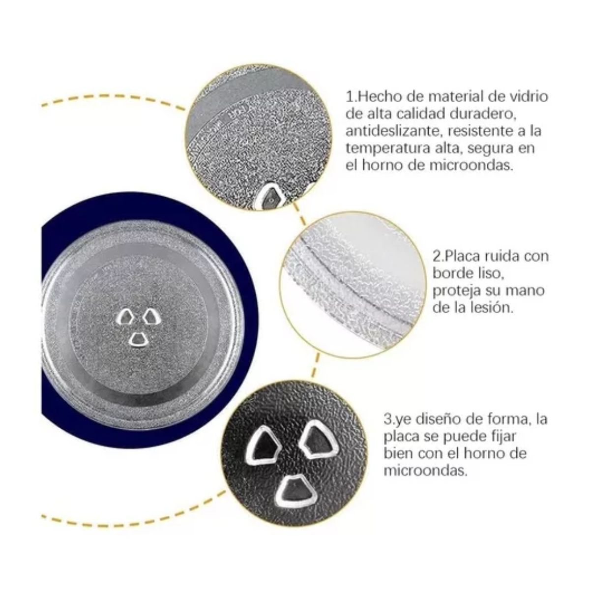 Plato Para Microondas 28.5 Cm De Diámetro Con Base De Trébol TRANSPARENTE