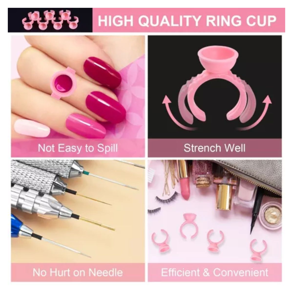 Anillos Para Pestañas Pegamento Mink Adhesivo Rosa 100 Pcs ROSA