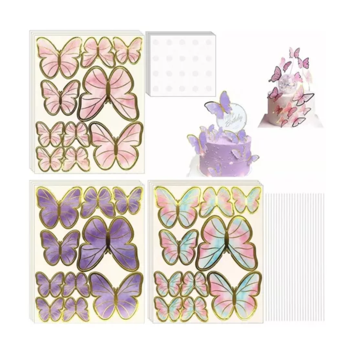 LANGPA 22 Piezas De Decoración De Pastel De Mariposa Acrílico Pasteles Cumpleaños