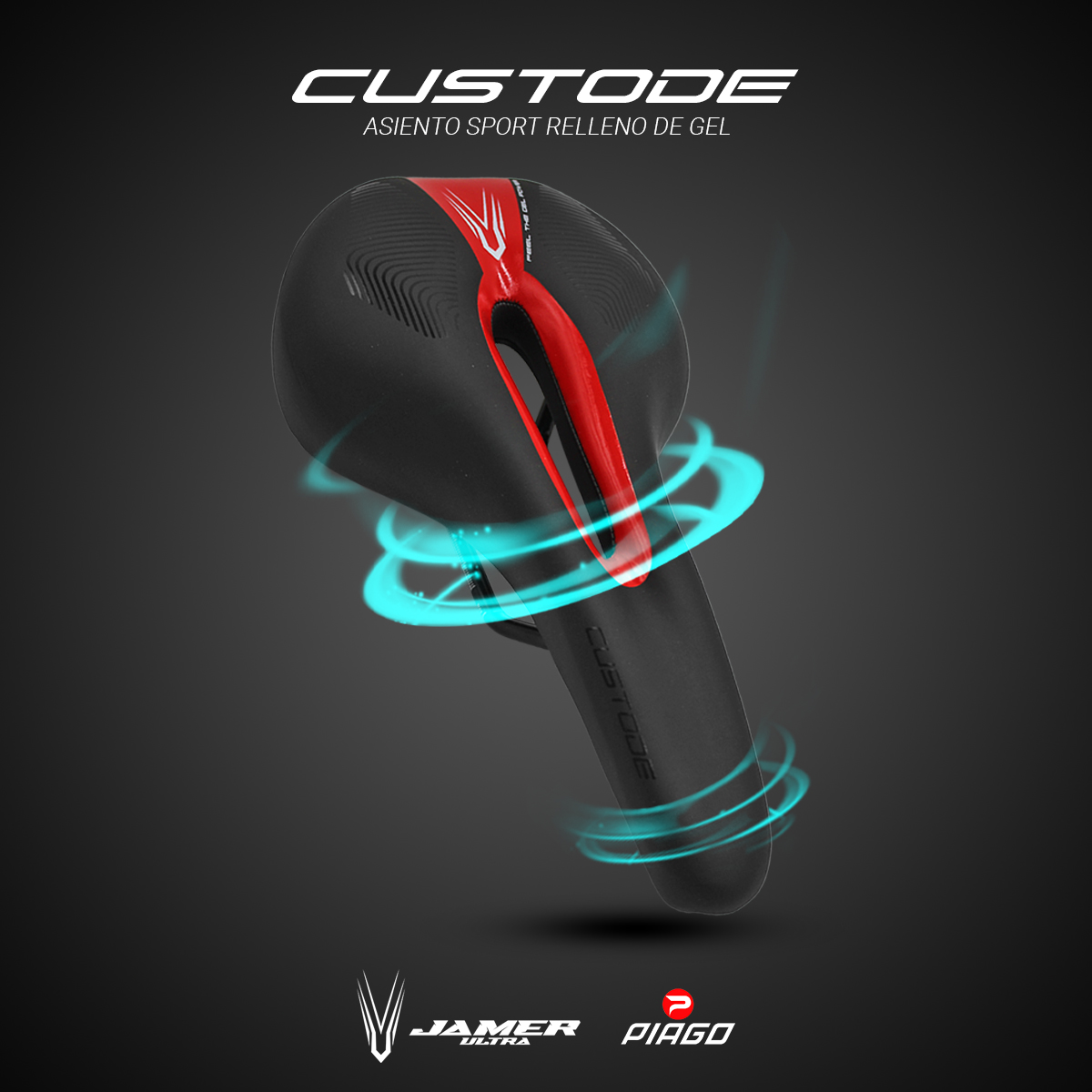 Asiento Bicicleta Sillin Mtb Relleno Gel Antiprostatico Custode Rojo.