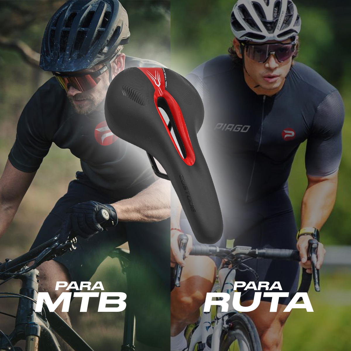 Asiento Bicicleta Sillin Mtb Relleno Gel Antiprostatico Custode Rojo.