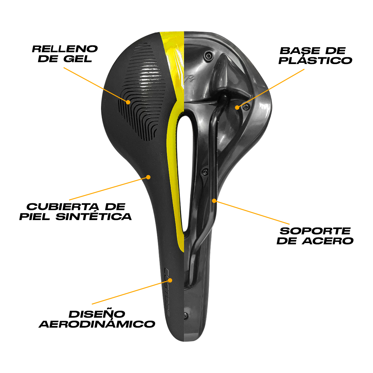 Asiento Bicicleta Sillin Mtb Relleno Gel Antiprostatico Custode Amarillo