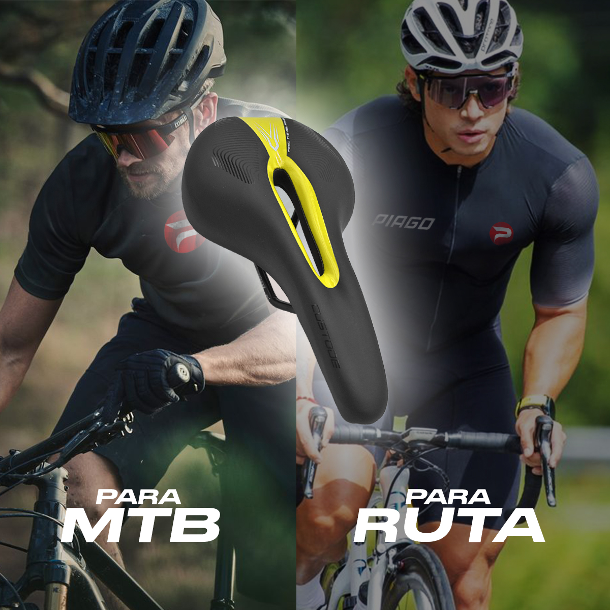 Asiento Bicicleta Sillin Mtb Relleno Gel Antiprostatico Custode Amarillo