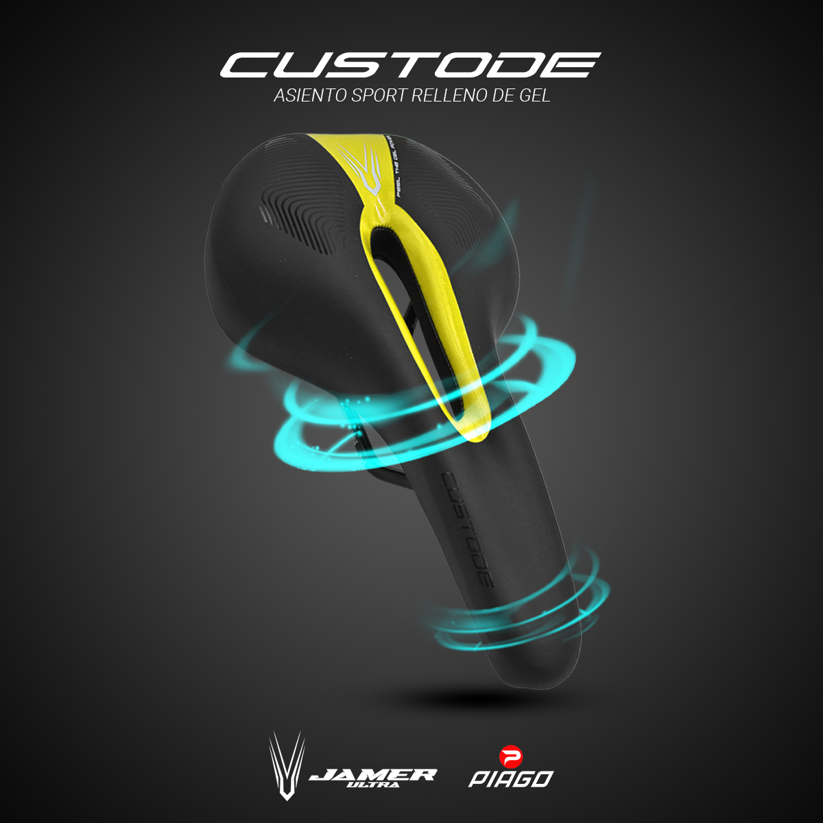 Asiento Bicicleta Sillin Mtb Relleno Gel Antiprostatico Custode Amarillo