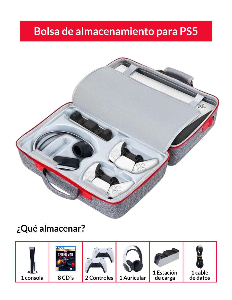 Estuche Protector para Consola Sony Playstation 5 - Gris / Azul / Negro