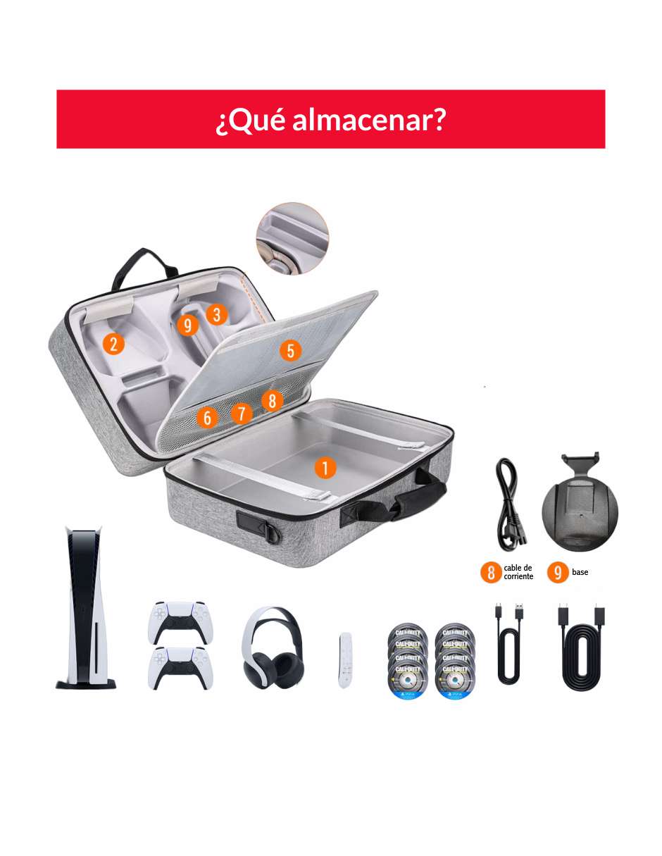 Estuche Protector para Consola Sony Playstation 5 - Gris / Azul / Negro