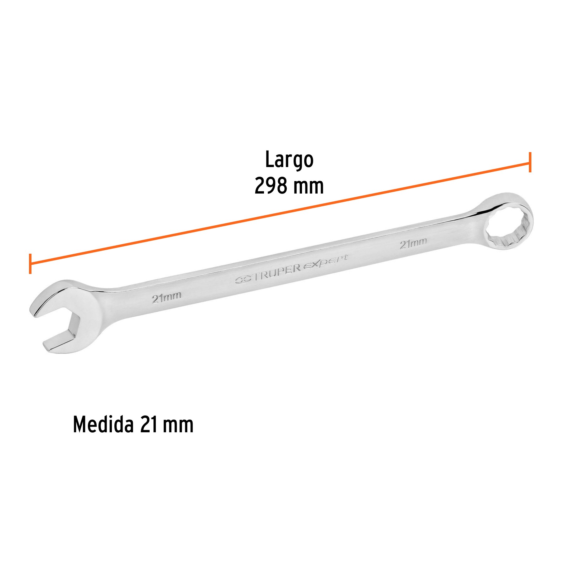 LLAVE COMBINADA EXTRALARGA 21 MM X 298 MM DE LARGO, TRUPER EXPERT 15625