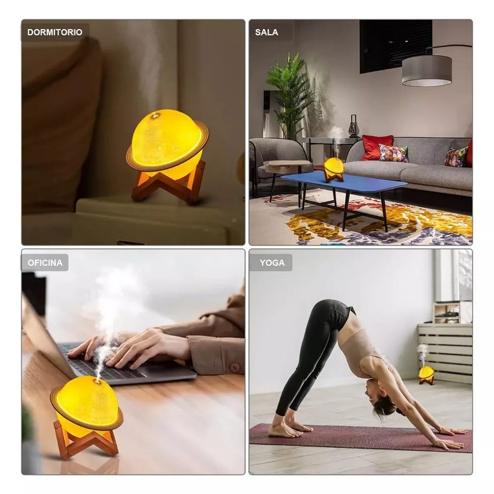 Humidificador Difusor Lámpara Forma Planeta Luna Con 3 Modos
