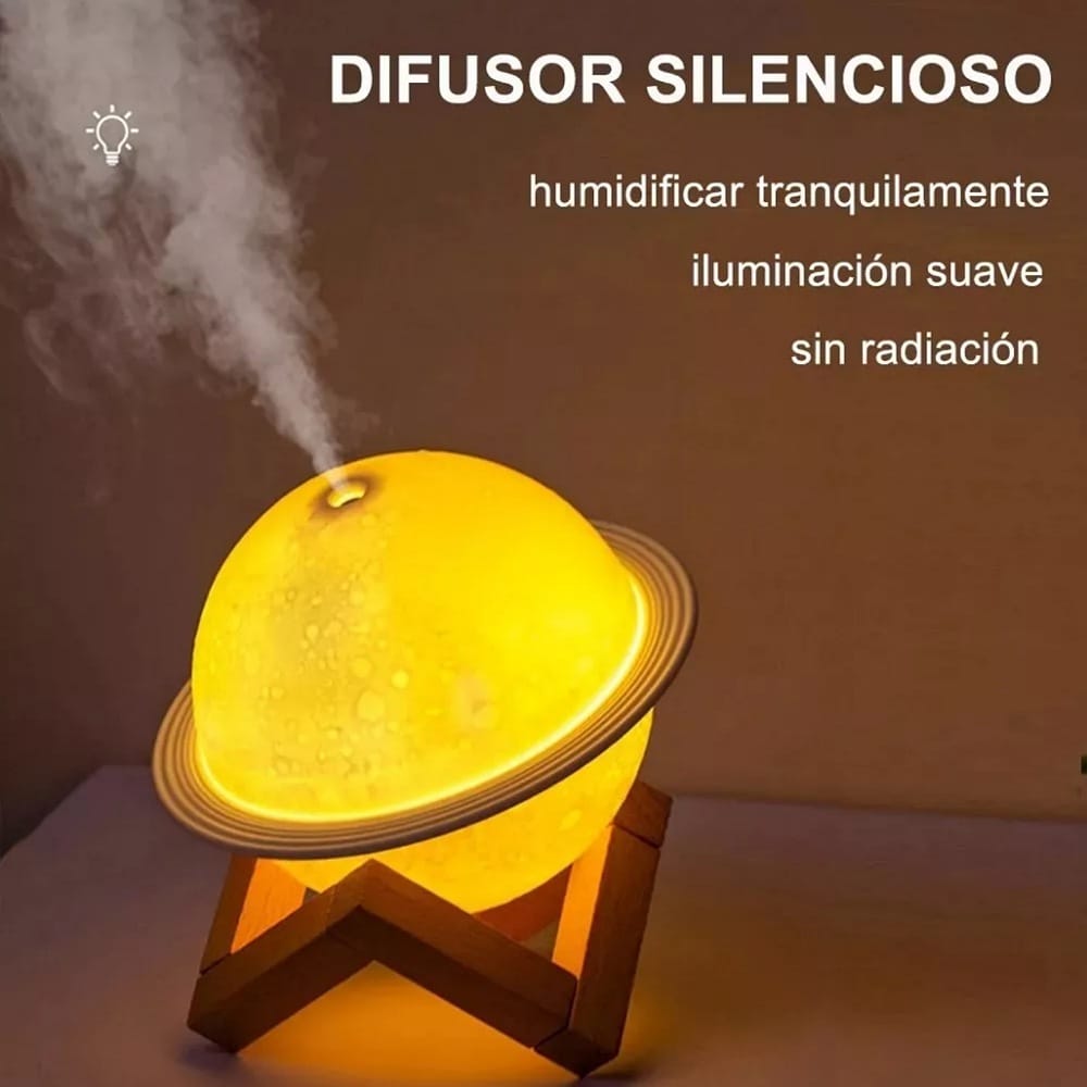 Humidificador Difusor Lámpara Forma Planeta Luna Con 3 Modos