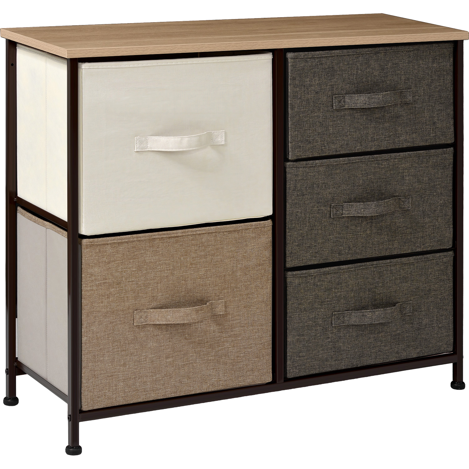 Mueble Cajonera Buro Organizador 5 Cajones Tela Moderno Cafe