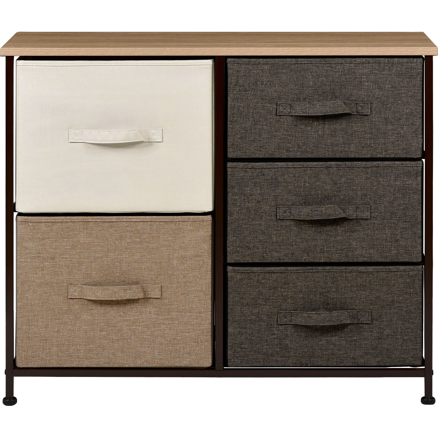 Mueble Cajonera Buro Organizador 5 Cajones Tela Moderno Cafe