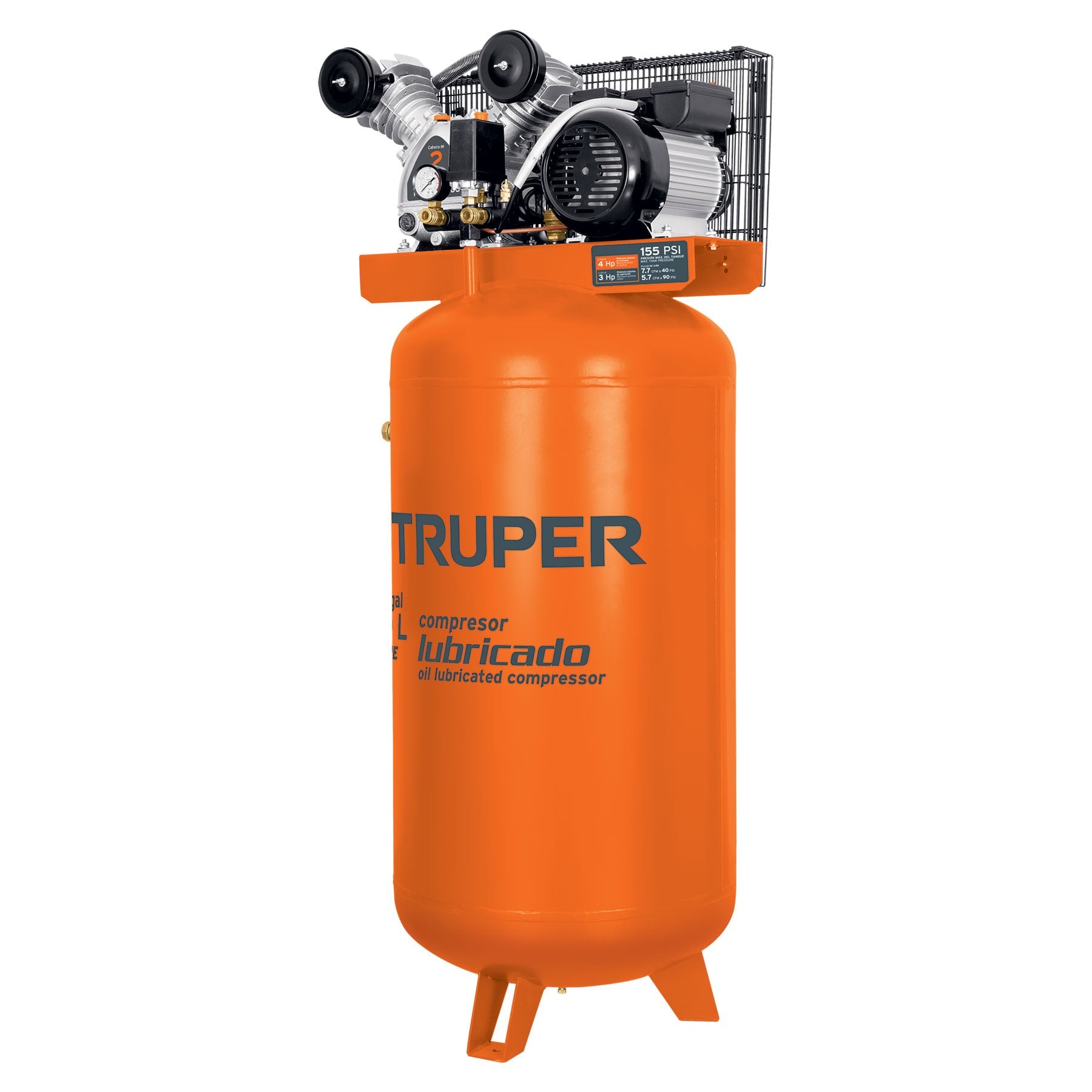 COMPRESOR LUBRICADO DE BANDA, VERTICAL 180L, 4HP 220V TRUPER 15657