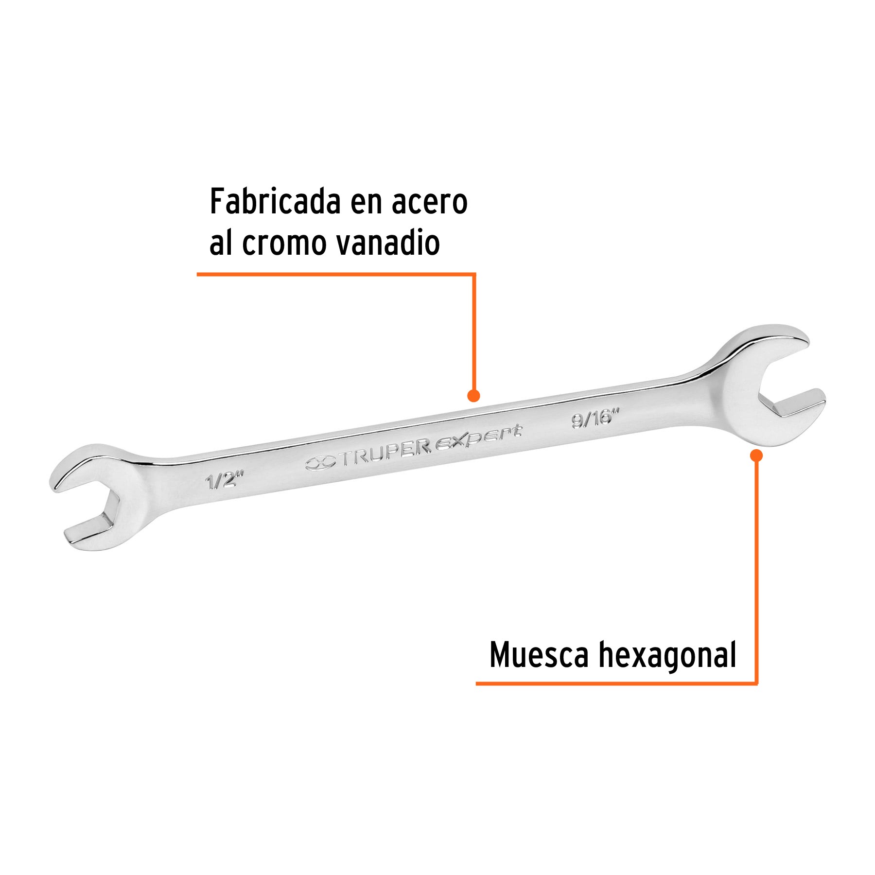 LLAVE ESPAÑOLA, 1/2 X 9/16" X 181 MM DE LARGO, TRUPER EXPERT 15688
