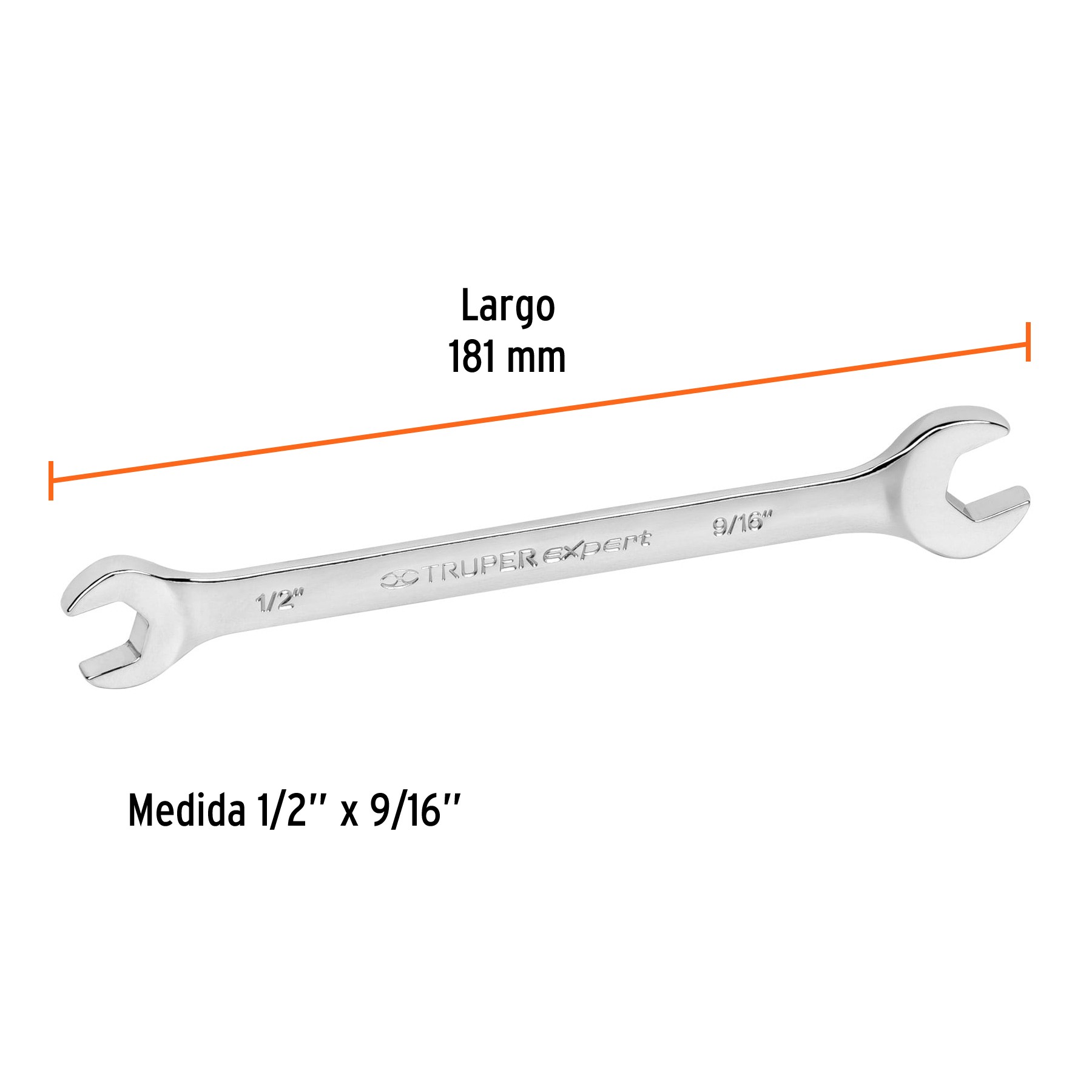 LLAVE ESPAÑOLA, 1/2 X 9/16" X 181 MM DE LARGO, TRUPER EXPERT 15688
