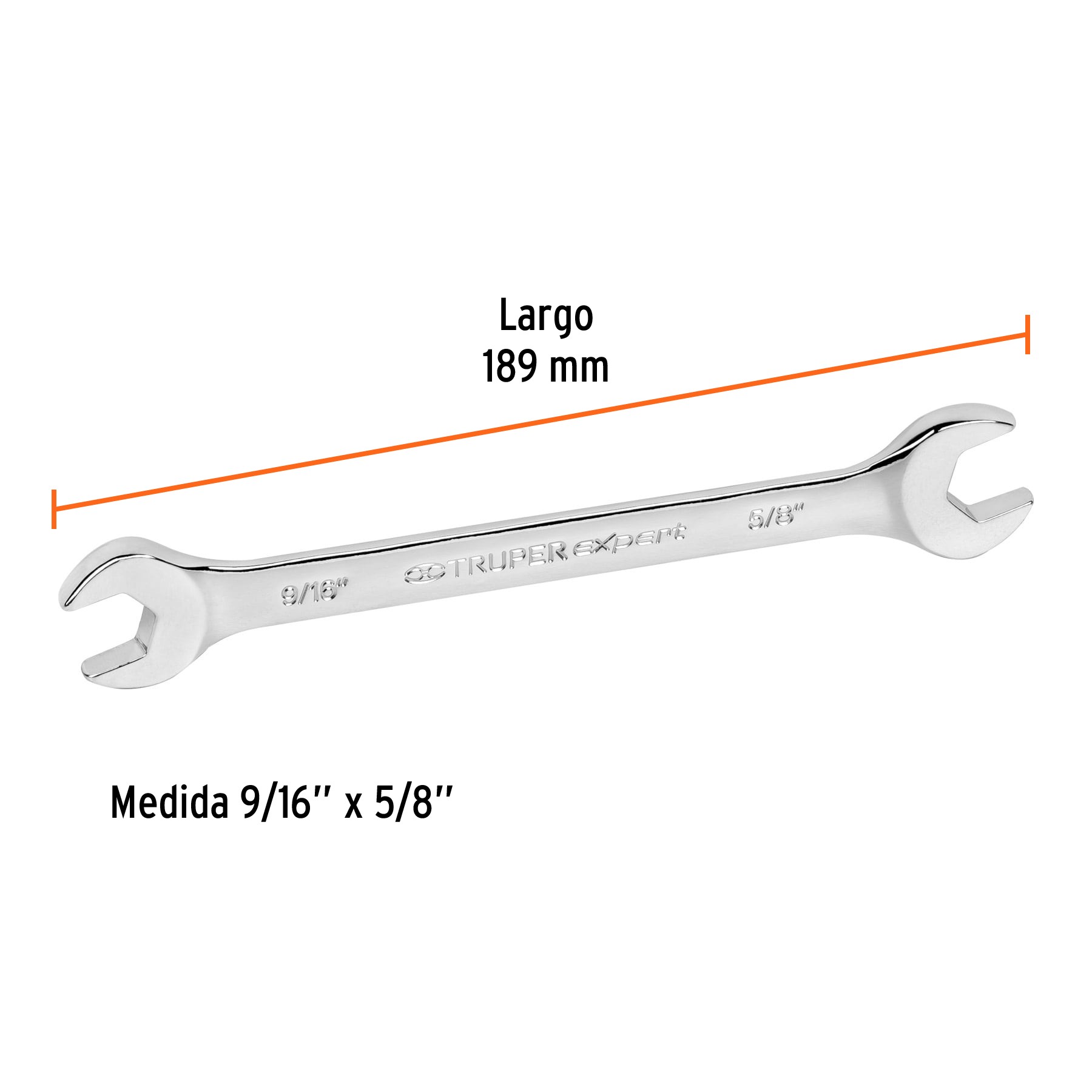 LLAVE ESPAÑOLA, 9/16 X 5/8" X 189 MM DE LARGO, TRUPER EXPERT 15690