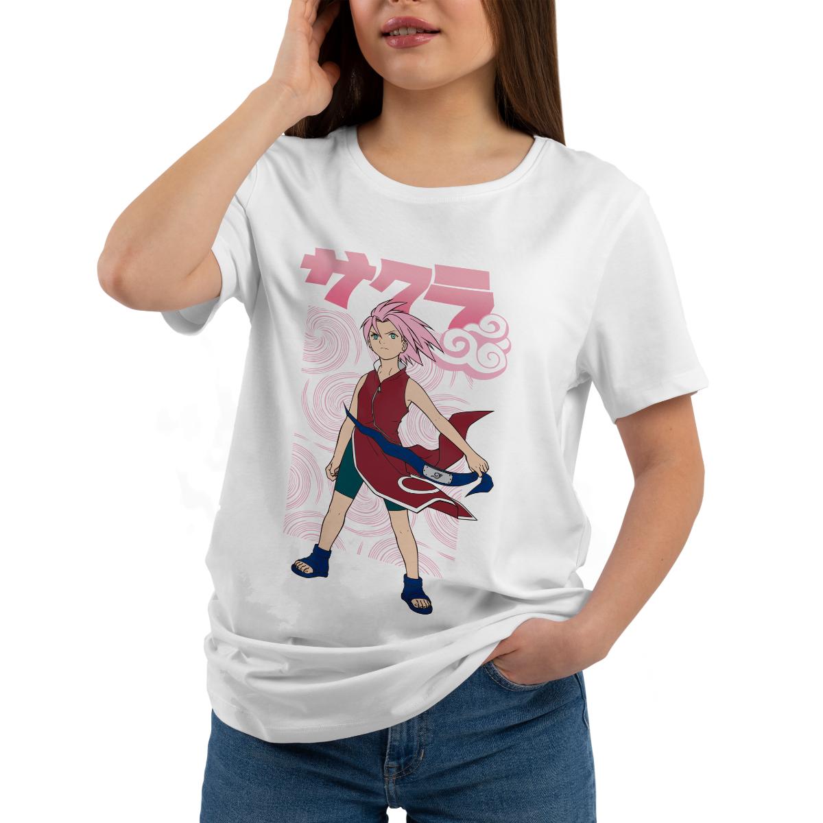 Playera para Mujer de Naruto, Sakura, Blanco, Talla M